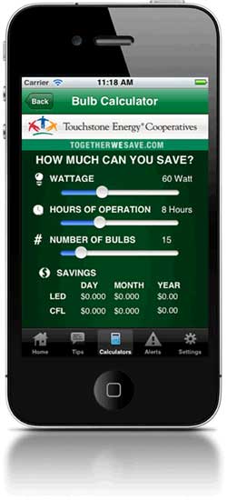 Using your cell phone to use the new phone app to save energy and money