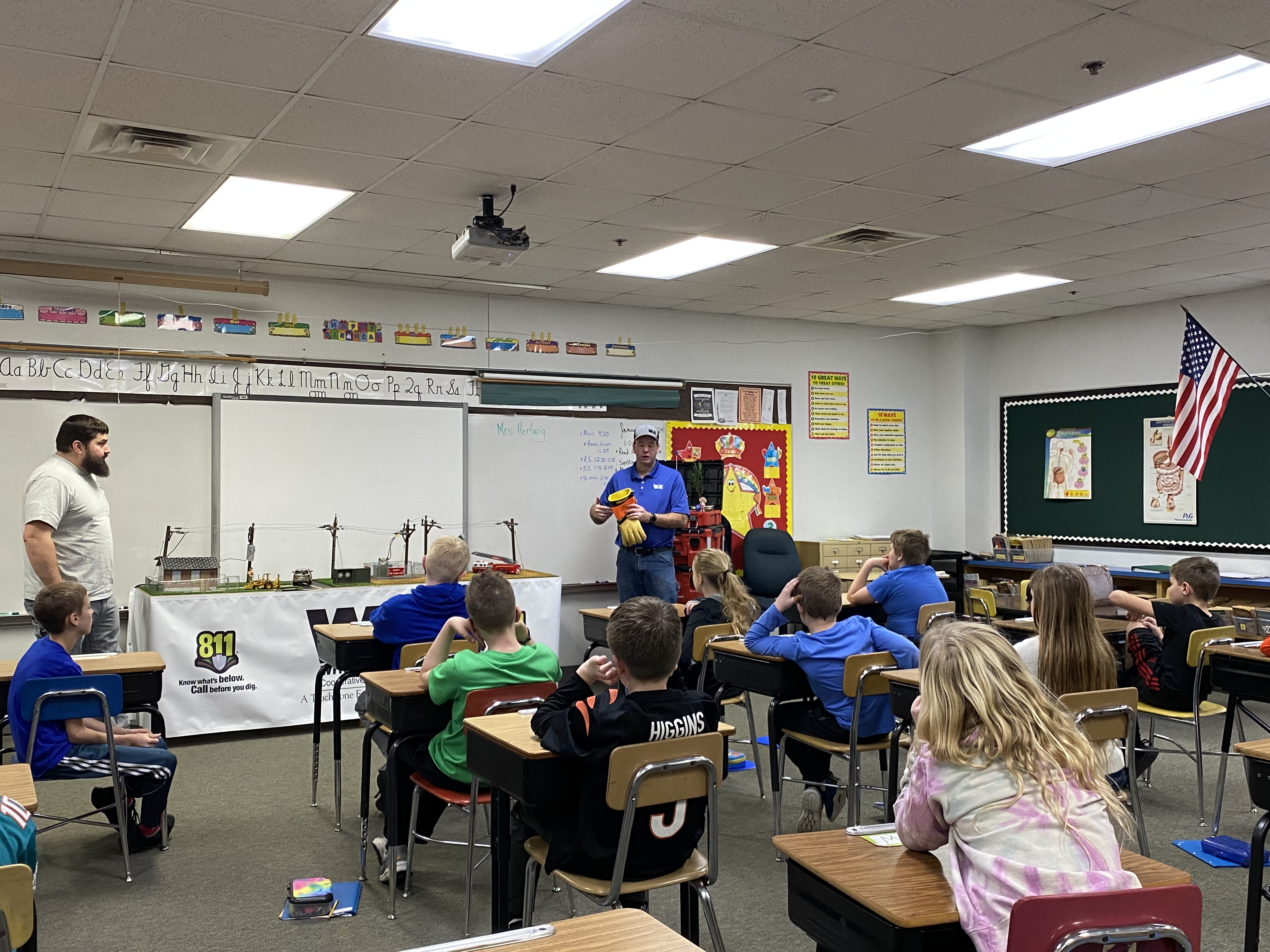 Wright-Hennepin employee giving electric safety demonstration